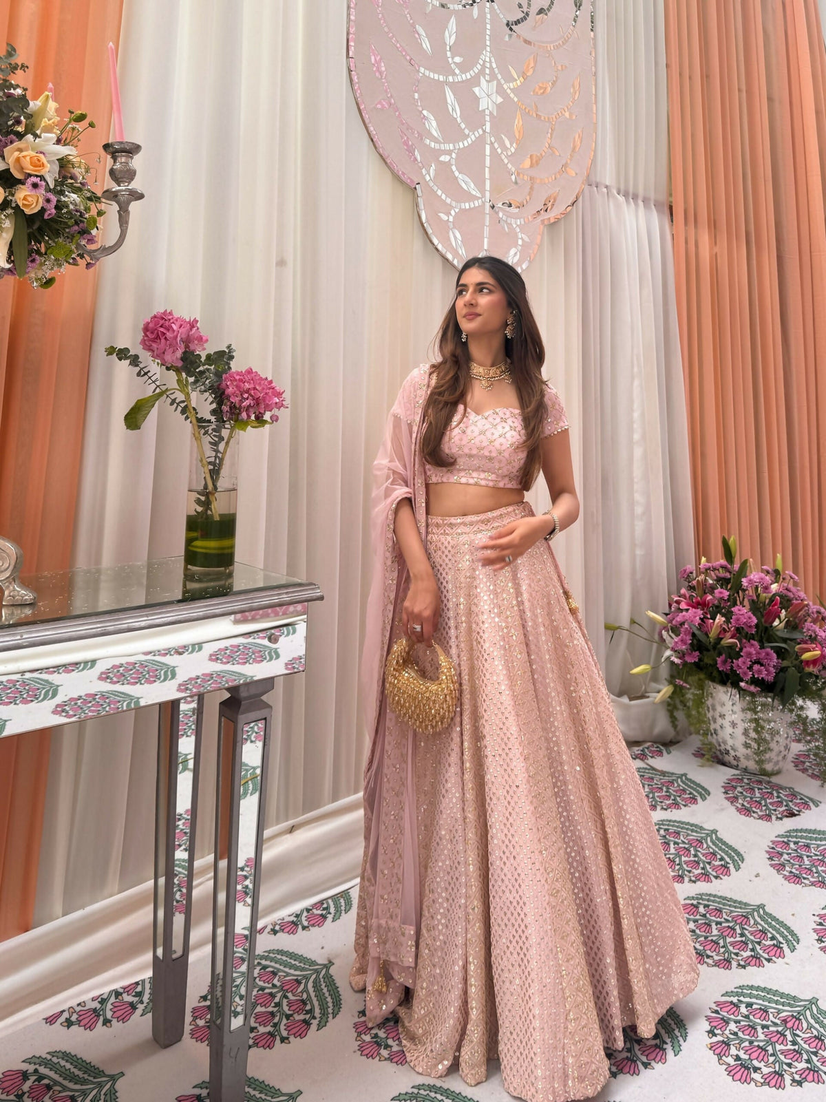 Lehenga Mart Designer Indian Wedding Lehenga Choli-Pink | Grocsy