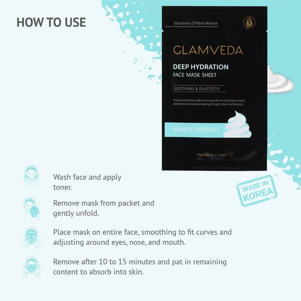 Glamveda Moisturizing Deep Hydration Sheet Mask | Grocsy