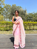 Vamsee Pink Organza Saree | Grocsy