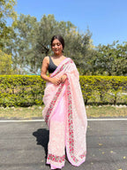 Vamsee Pink Organza Saree | Grocsy