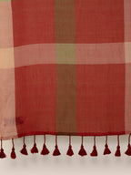 Suta Women Maroon Green Pure Handloom Cotton Saree | Grocsy