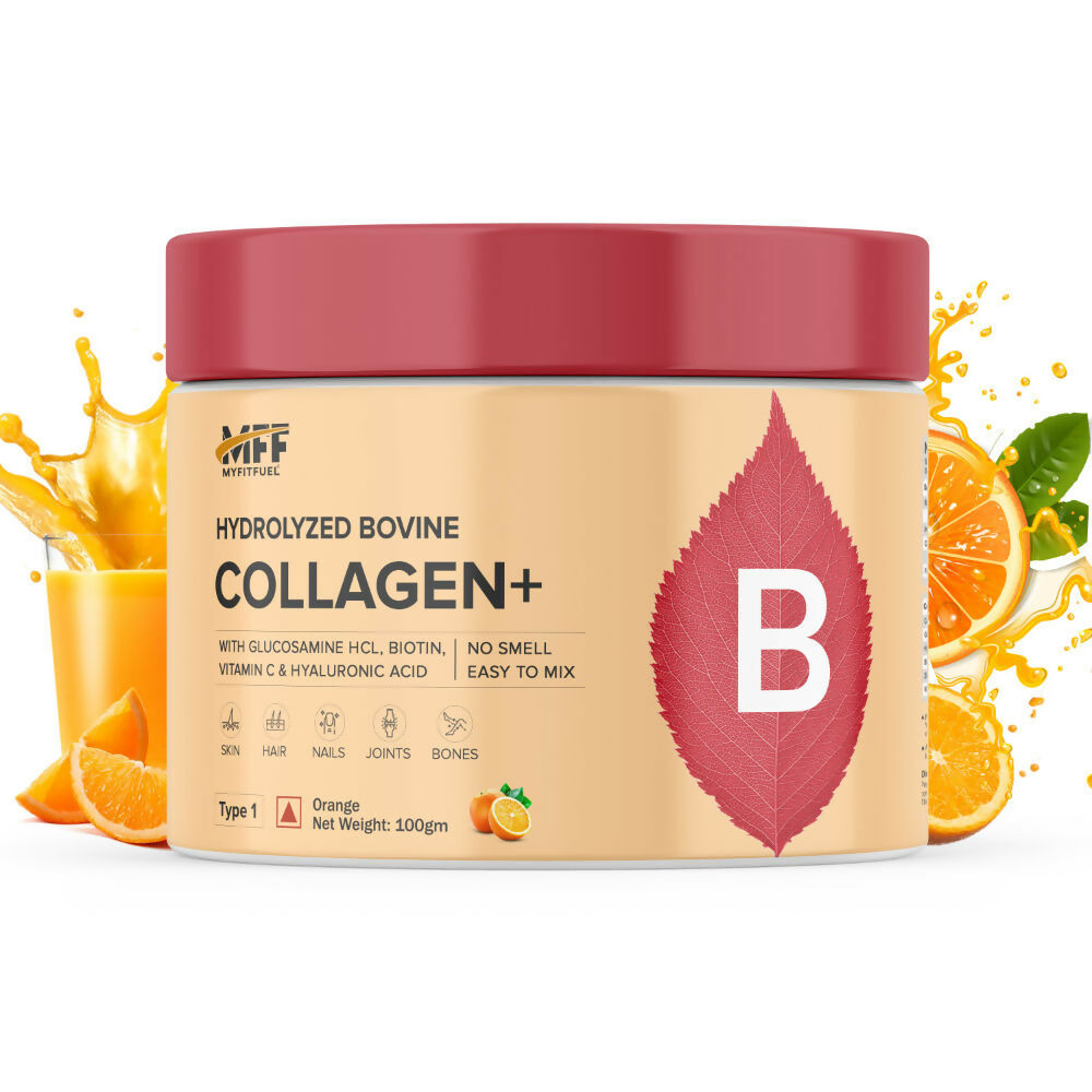 MyFitFuel Hydrolyzed Bovine Collagen + Hyaluronic Acid Biotin Vitamin C Skin Hair Nails - Orange | Grocsy