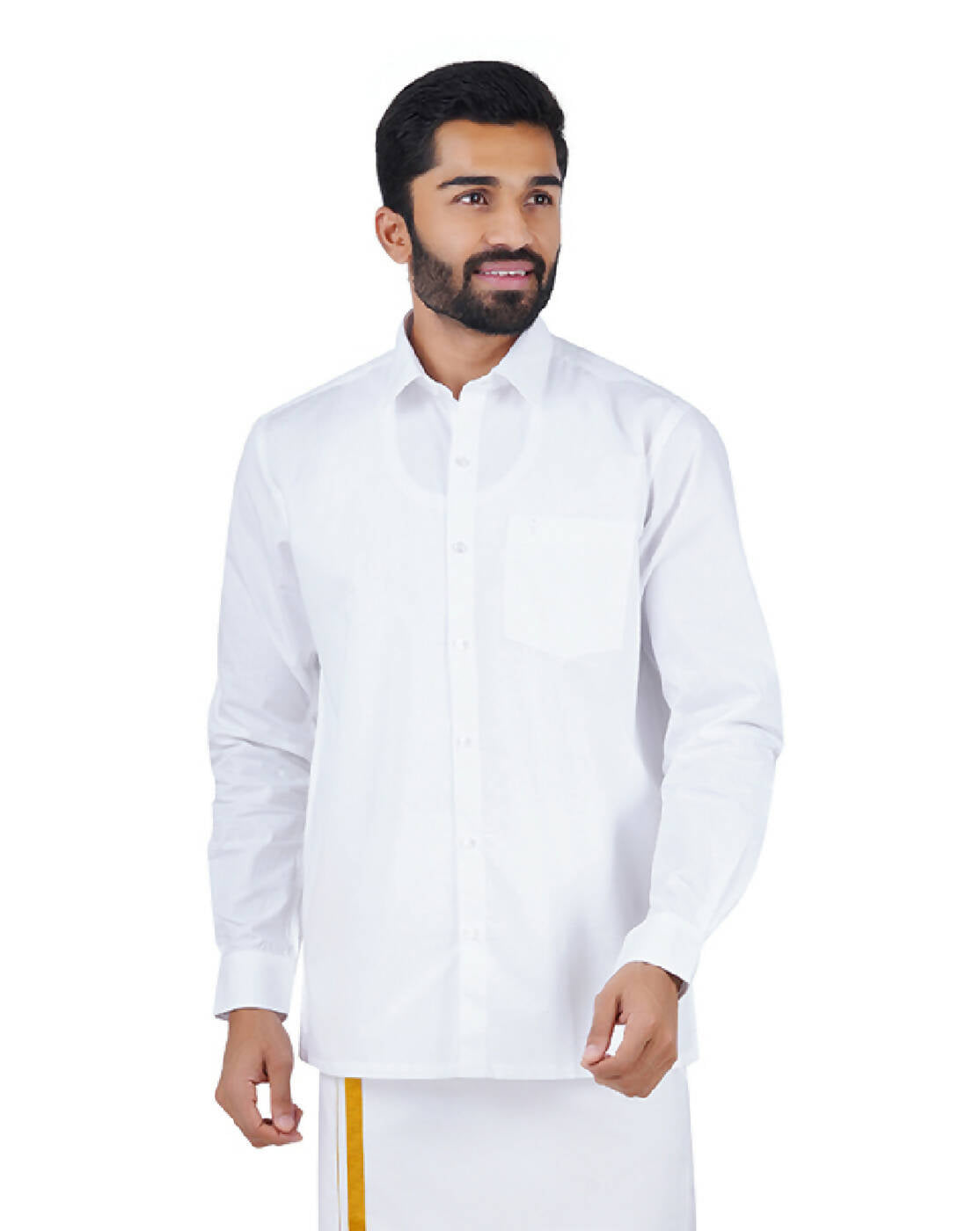 Ramraj Cotton Mens Full Sleeve Formal 100 % Cotton White Shirt | Grocsy