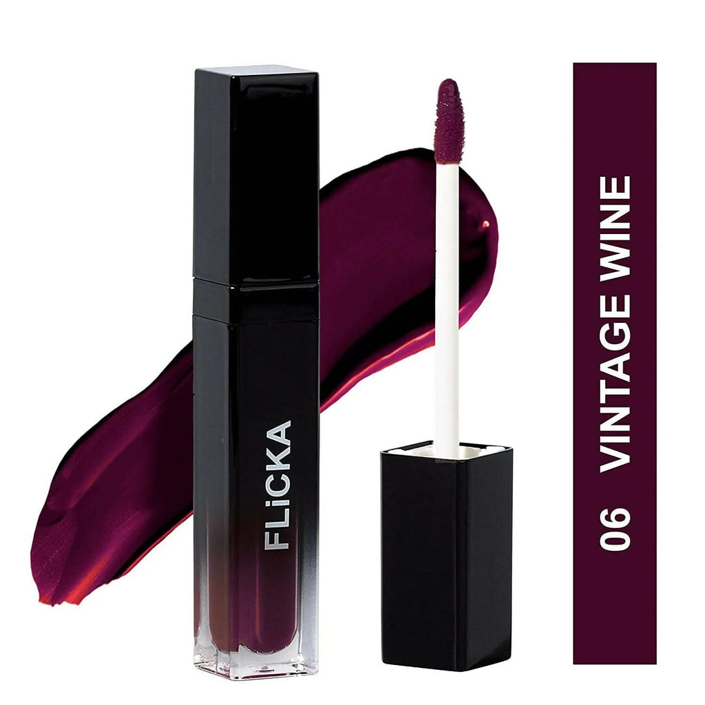 FLiCKA Set and Attack Liquid Matte Lipstick 06 Vintage Wine - Maroon | Grocsy
