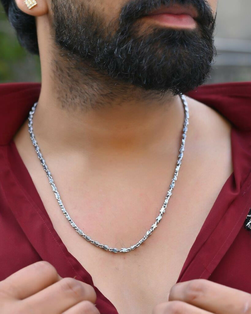 VOJ Silver Plated Designer Chain For Men | Grocsy