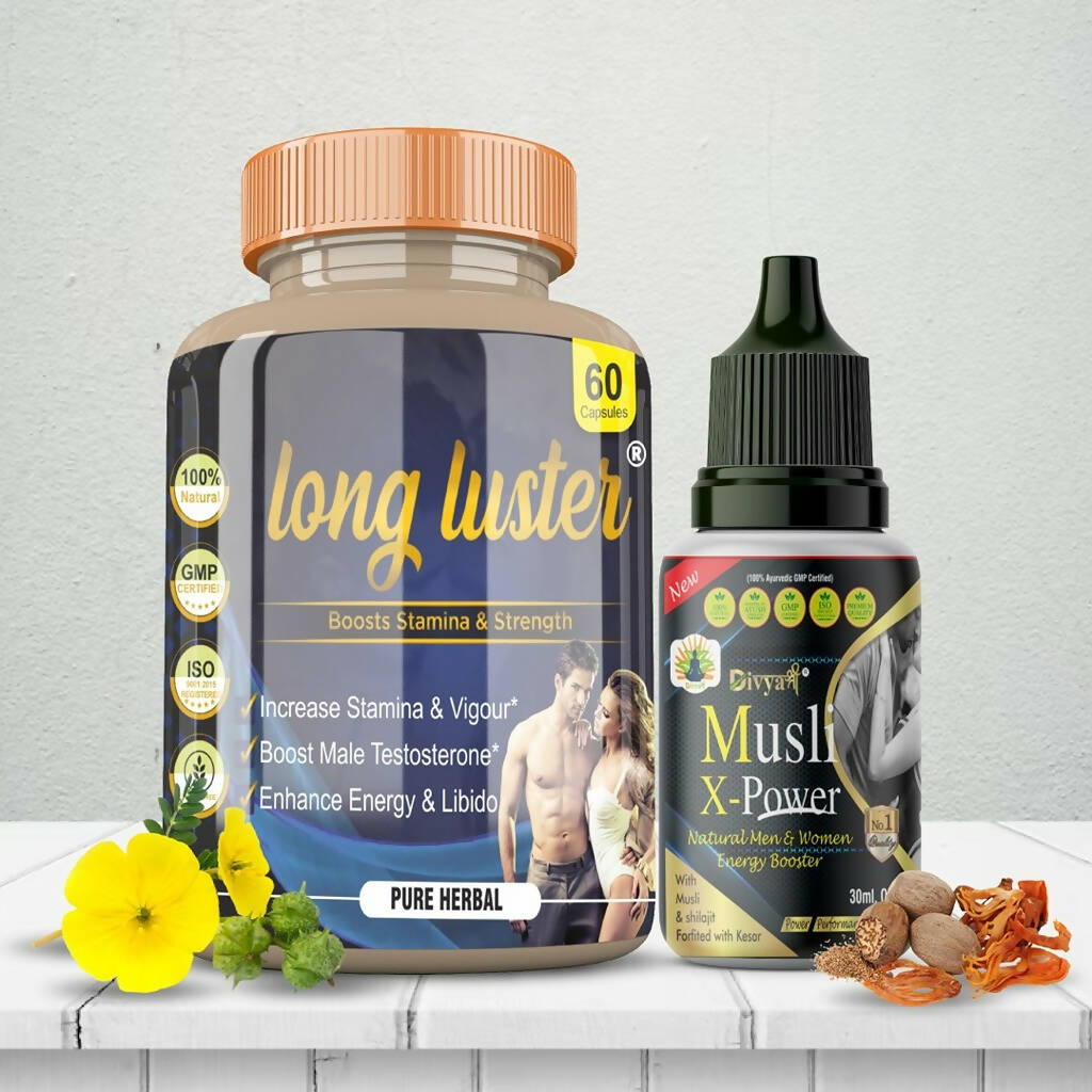 Divya Shree Long Luster Capsule & Musli X-Power Oil Combo | Grocsy