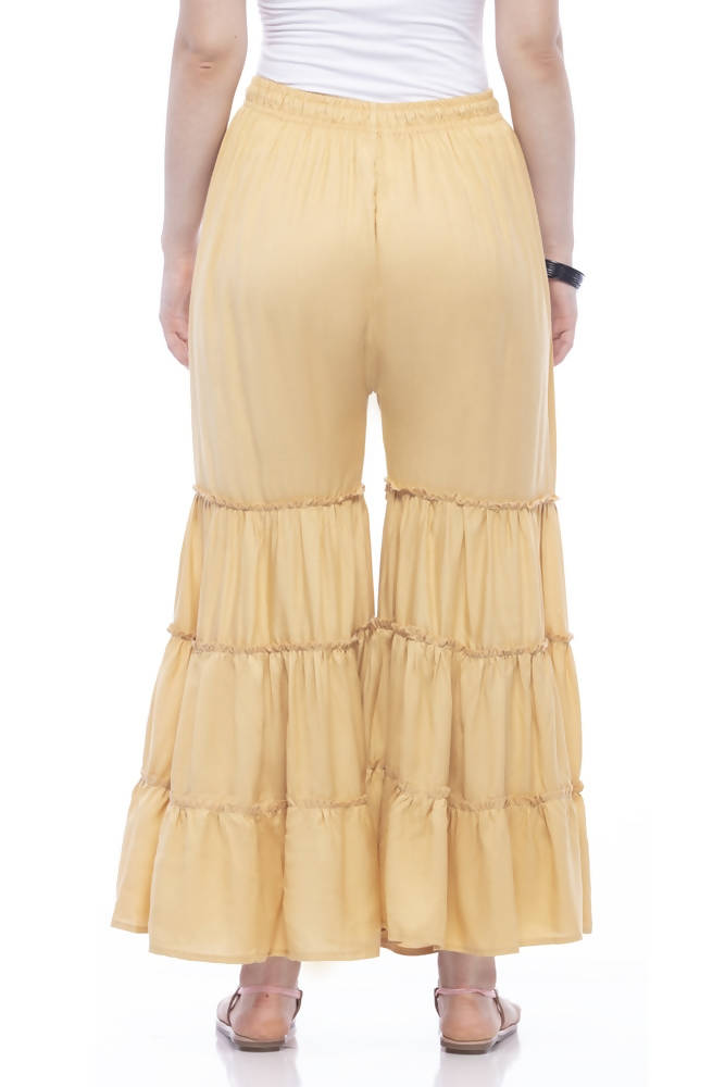 Mominos Fashion Reyon Cotton Golden Palazzo | Grocsy