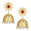 Joban Fashion Women Matte Gold Brass Jhumka | Grocsy