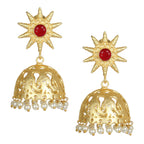 Joban Fashion Women Matte Gold Brass Jhumka | Grocsy