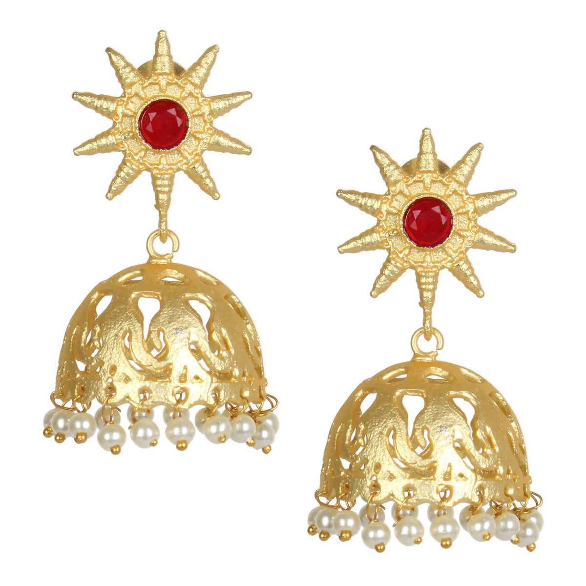 Joban Fashion Women Matte Gold Brass Jhumka | Grocsy