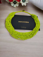 Inhanns Handmade Beaded Multilayer Necklace, 20 Layers - Neon Green | Grocsy