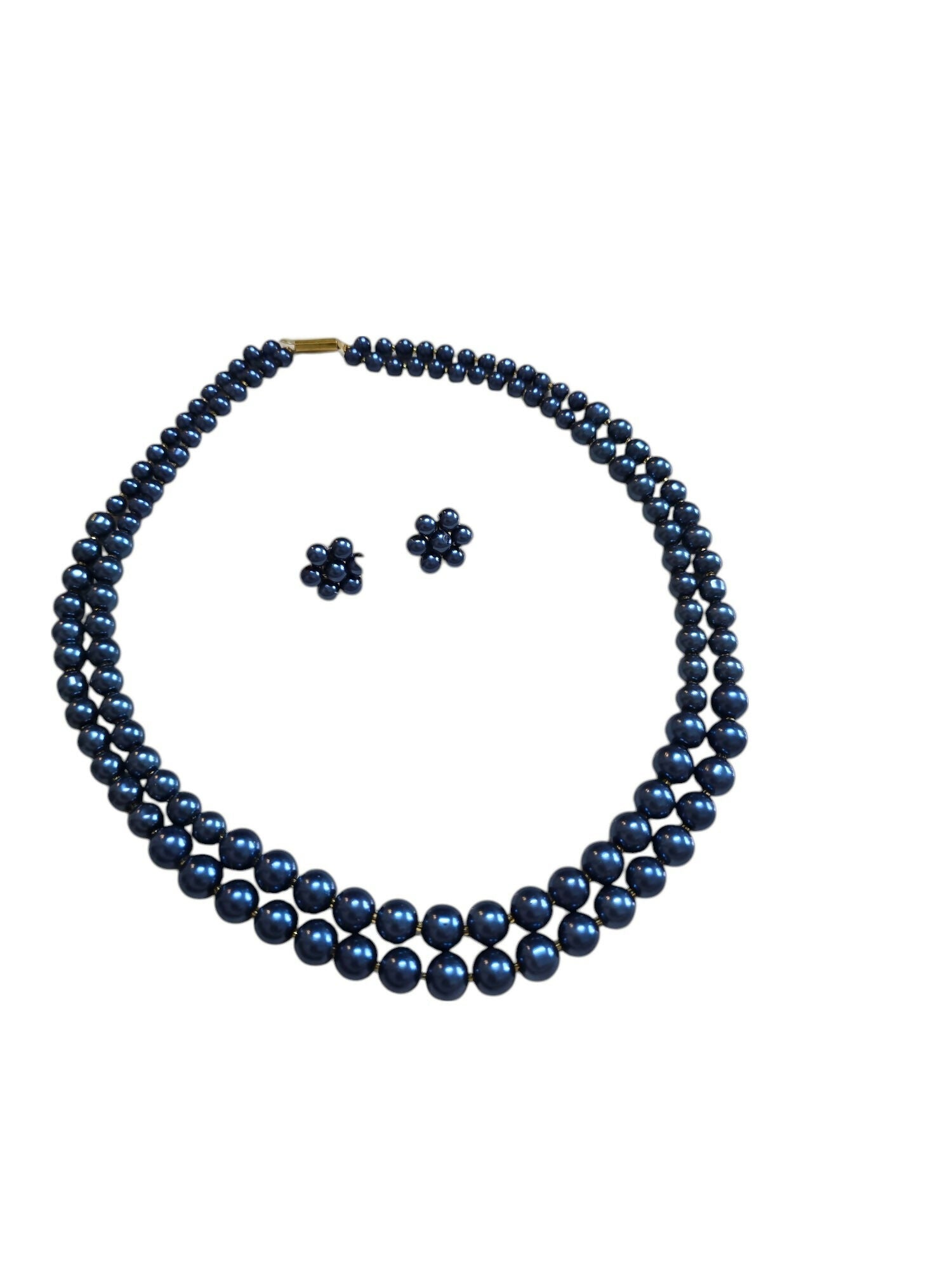Inhanns Everyday Workwear Pearl Set (Double Layered Pearls) - Blue | Grocsy