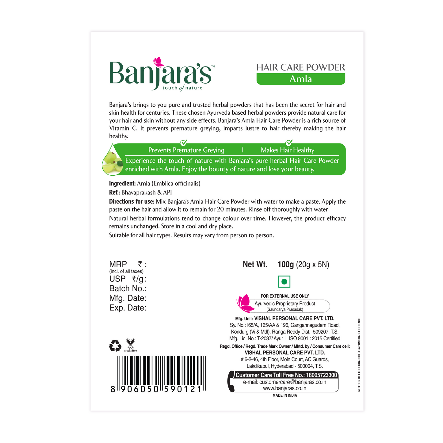 Banjara's Amla Hair Care Powder | Grocsy