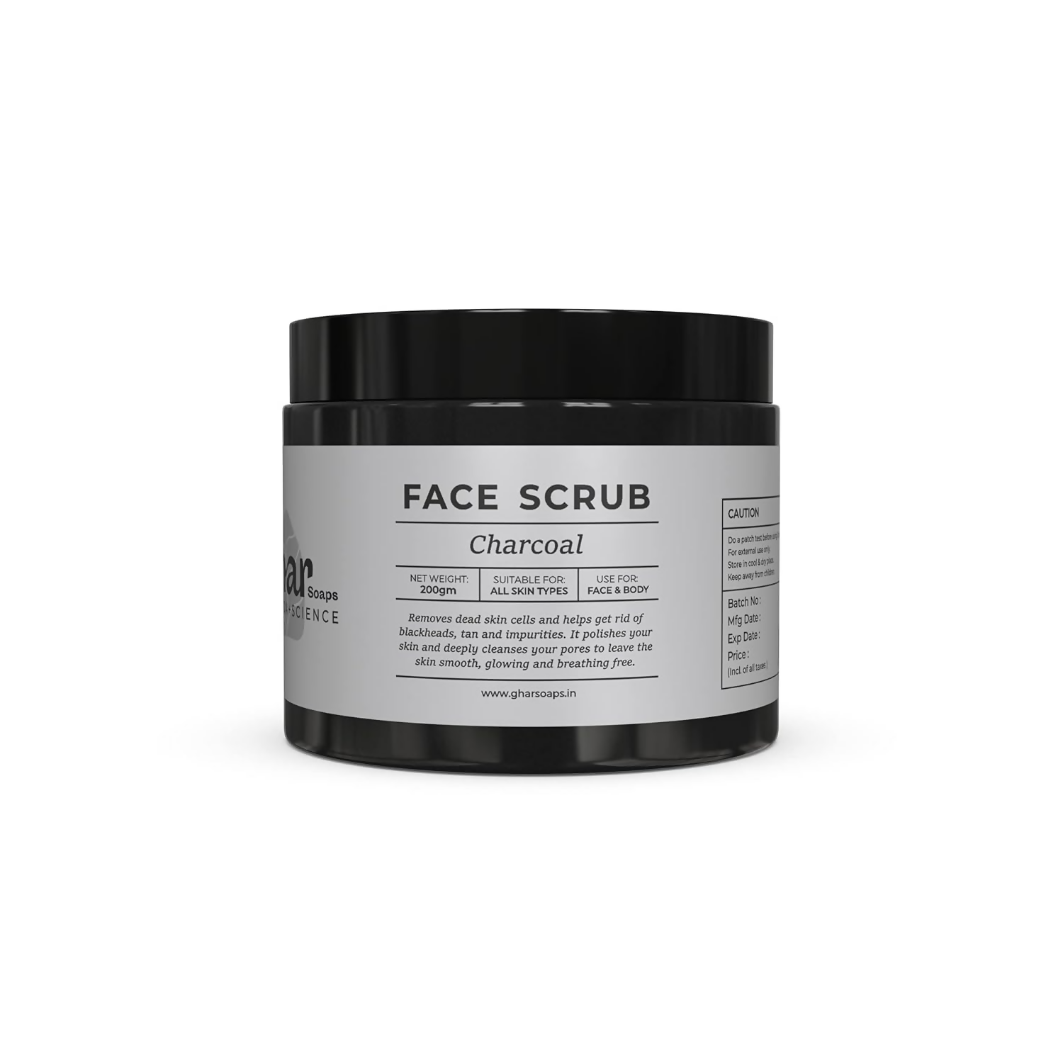 Ghar Soaps Charcoal Scrub for Face & Body Blackhead Remover | Grocsy