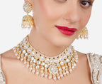 Jewel City Kundan Pearl Choker Necklace Set with Jhumka Earrings | Indian Bridal Jewelry for Women – Festive & Wedding Wear | Grocsy