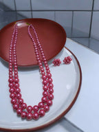 Inhanns Everyday Workwear Pearl Set (Double Layered Pearls) - Pink | Grocsy