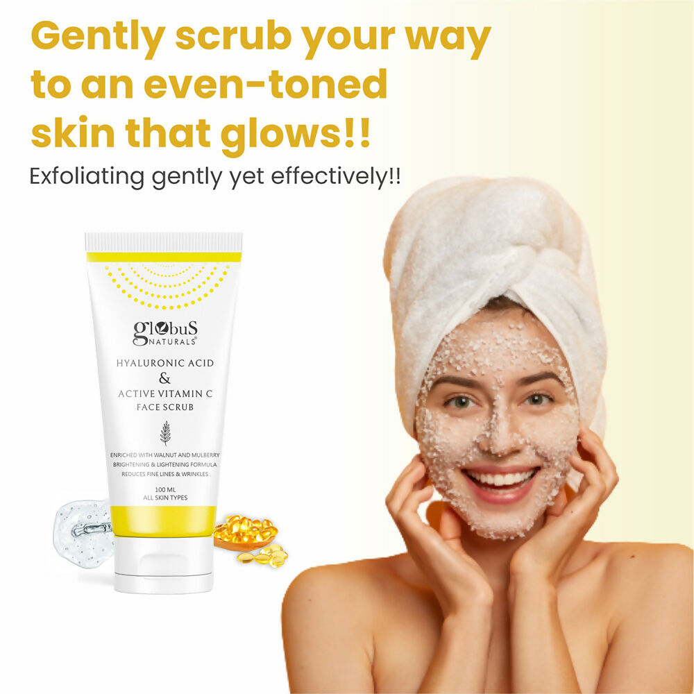 Globus Naturals Hyaluronic Acid & Vitamin C Anti Ageing Face Scrub | Grocsy