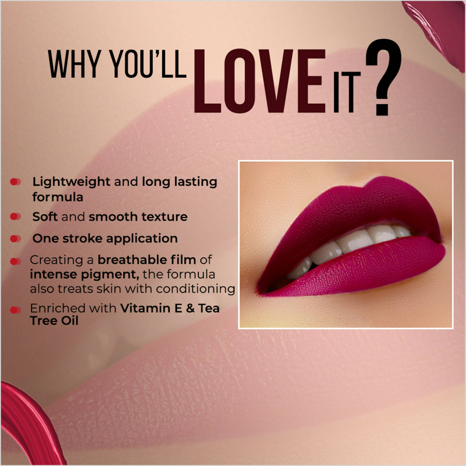 Colorbar Powerkiss Vegan Matte Lipcolor- Mon Cheri | Grocsy