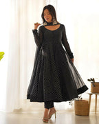 Joban Fashion Black Kurta Set Georgette Sequence Embroidery Work | Grocsy