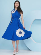 Joban Fashion Royal Blue Dress with Belt | Grocsy