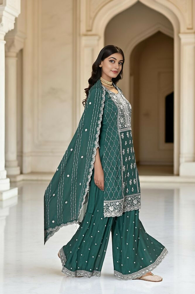 Ethnic Festive Wear Premium Chinon Fabric Rama Stitched Suit With Dupatta-Zeeya | Grocsy