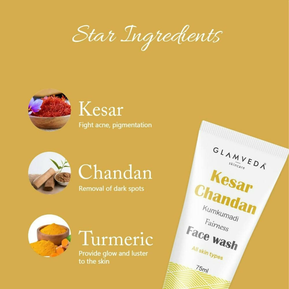 Glamveda Kesar Chandan Kumkumadi Fairness Face Wash | Grocsy