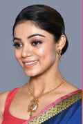 Joban Fashion Women Golden Ruby Green Pendant Set With Earrings | Grocsy