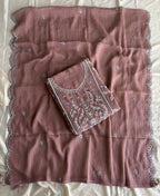 KC Beautiful Peach Chiffon Silk Hand Embroidery Suit For Women | Grocsy
