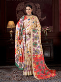 Aayaa Designer Winter Collection Printed Saree With Shawl - Multi Color | Grocsy