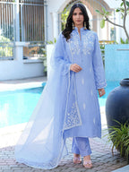 Nikhaar Light Purple Embroidered Modal Silk Stitched Straight Cut Kurta Pants Dupatta Readymade Suit | Grocsy