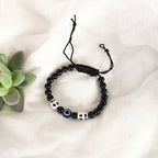 NVR Men & Women Black Evil Eye Adjustable Bracelet | Grocsy