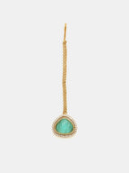 Ruby Raang Gold Polished Green Stone Kundan Maang Tikka | Grocsy