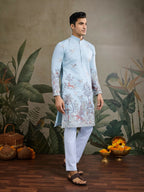 Vastranavya Sky Blue Exclusive Festival Wear Viscose Silk Thread & Sequence Embroidered Work Kurta | Grocsy