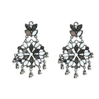 Mominos Fashion Johar Kamal Oxidised Silver-Plated Mirror Work Long Necklace Set