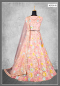 Peach Net Thread With Sequence Work Lahenga Choli - Nimaya Ishani | Grocsy