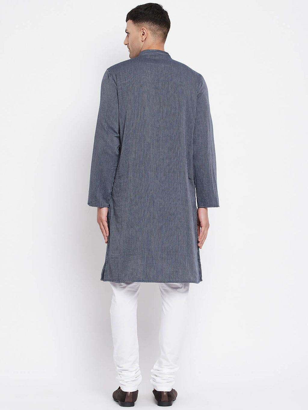 Even Apparels Grey Color Pure Cotton Men's Kurta With Band Collar | Grocsy