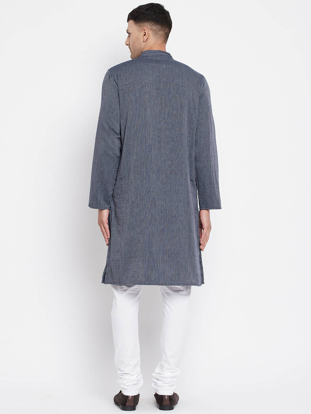 Even Apparels Grey Color Pure Cotton Men's Kurta With Band Collar | Grocsy