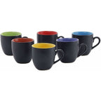 Black Mat Multicolour Tea/Coffee Cups, 180 Ml, Set of 6 Pieces. | Grocsy