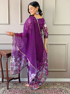 Partywear Designer Tebby Wine Stitched Suit With Dupatta - Tanisha | Grocsy