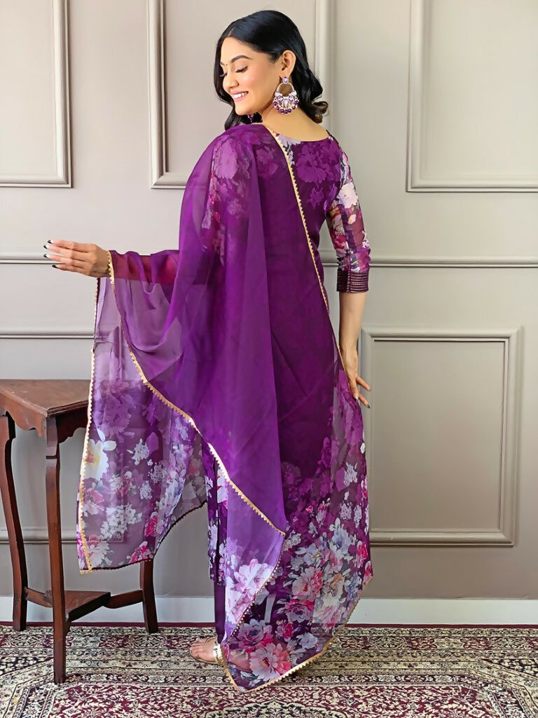 Partywear Designer Tebby Wine Stitched Suit With Dupatta - Tanisha | Grocsy