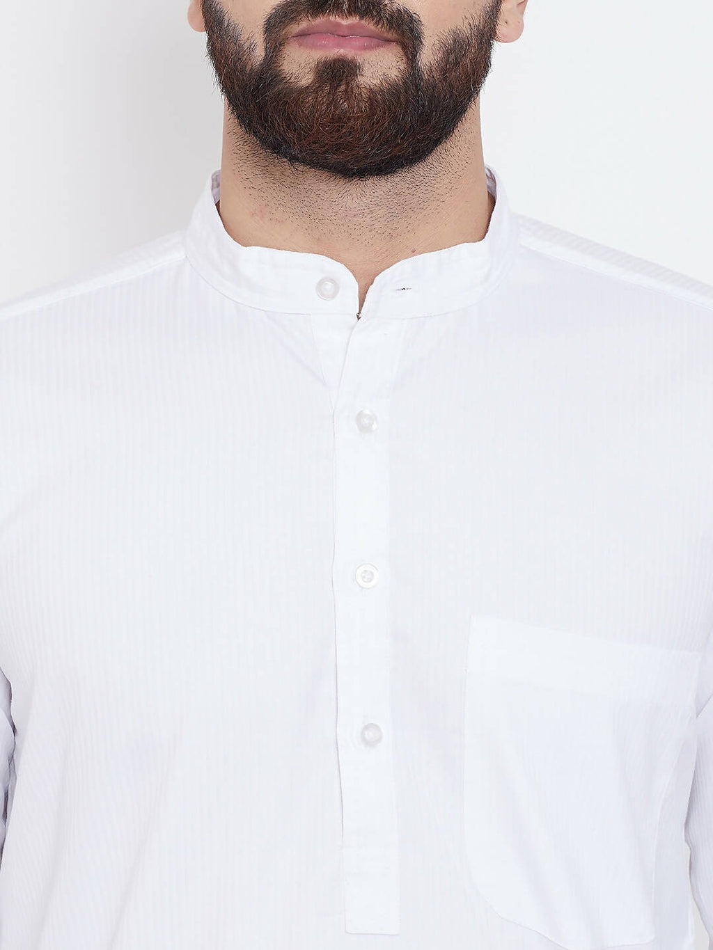 Even Apparels White Pure Cotton Men's Kurta With Band Collar | Grocsy