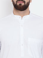 Even Apparels White Pure Cotton Men's Kurta With Band Collar | Grocsy