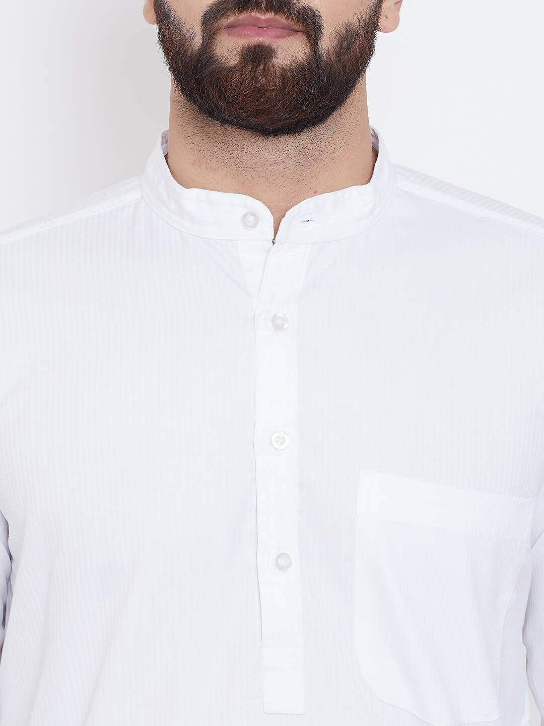 Even Apparels White Pure Cotton Men's Kurta With Band Collar | Grocsy