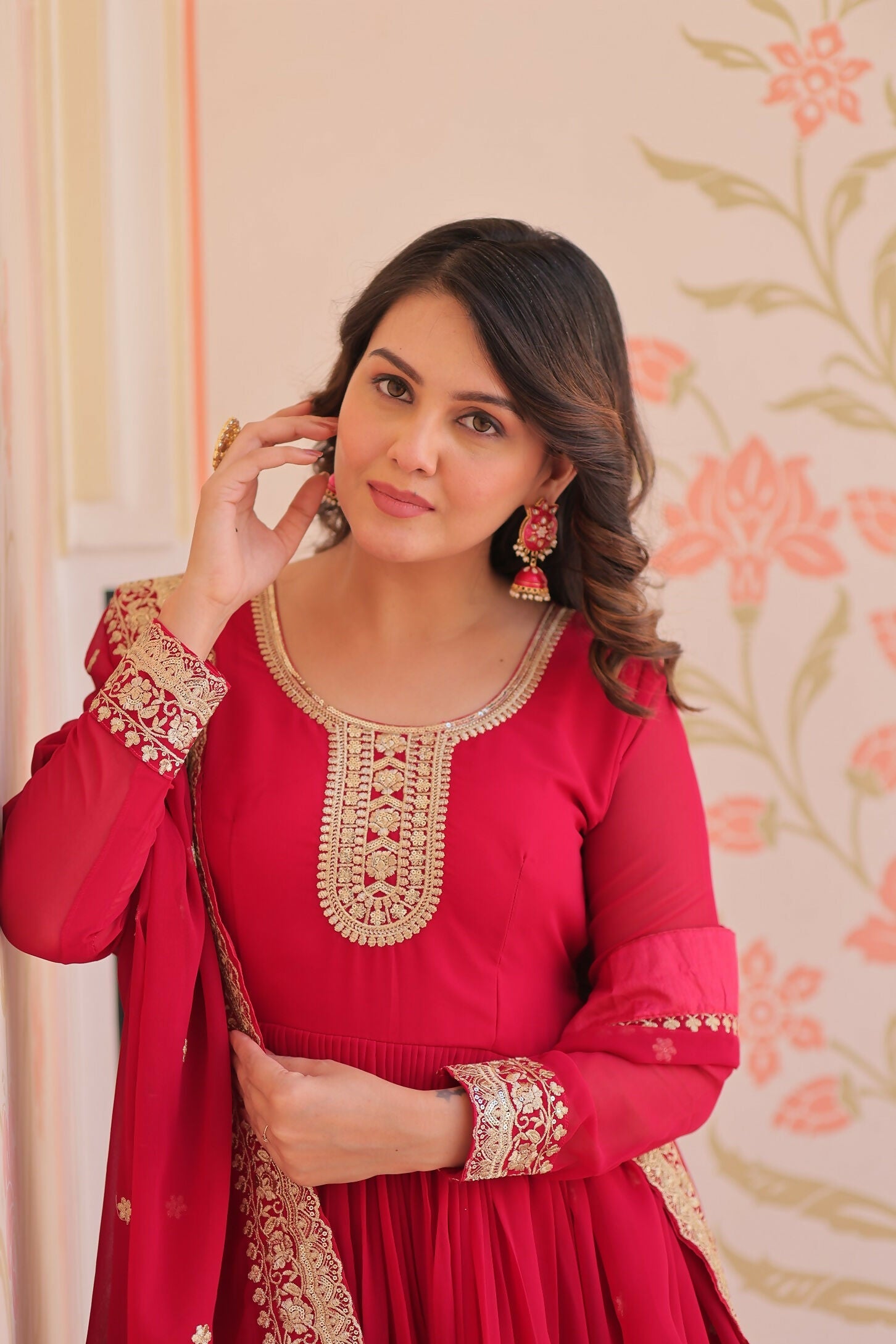 Joban Fashion Maroon Georgette Sequence Embroidery Work Kurta Set | Grocsy