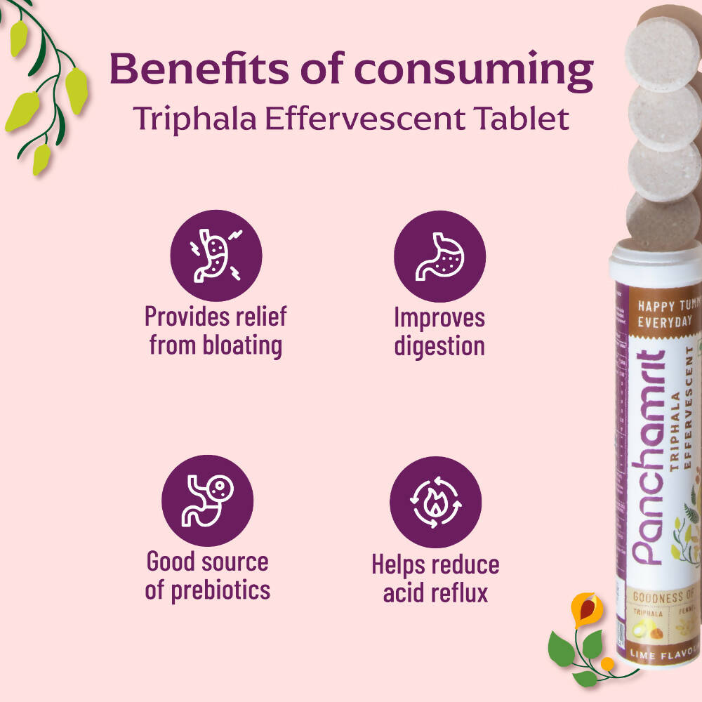 Panchamrit Triphala Effervescent Tablets-Lime Flavor | Grocsy