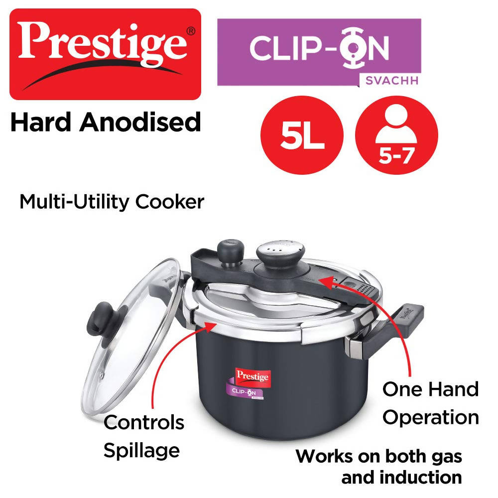 Prestige Svachh Clip-on Hard Anodised Pressure cooker | Grocsy