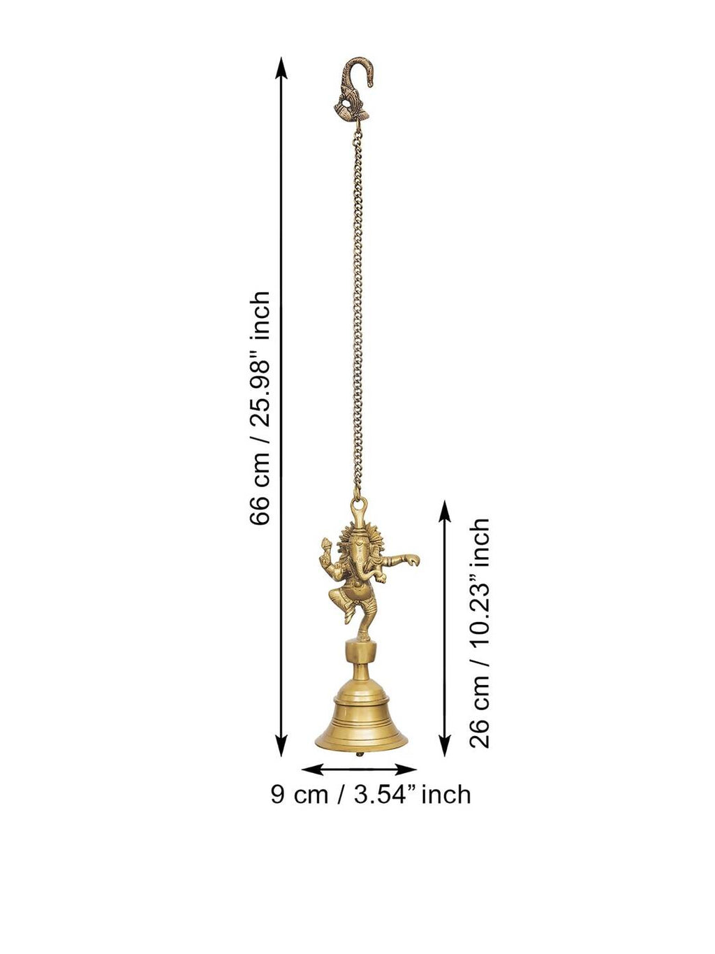 eCraftIndia Golden Brass Dancing Ganesha Idol Wall Hanging Bell With Chain | Grocsy