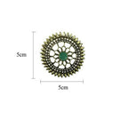 Tiaraa Green Golden Floral Antique Stud Fashion Earrings - Swadesiicart