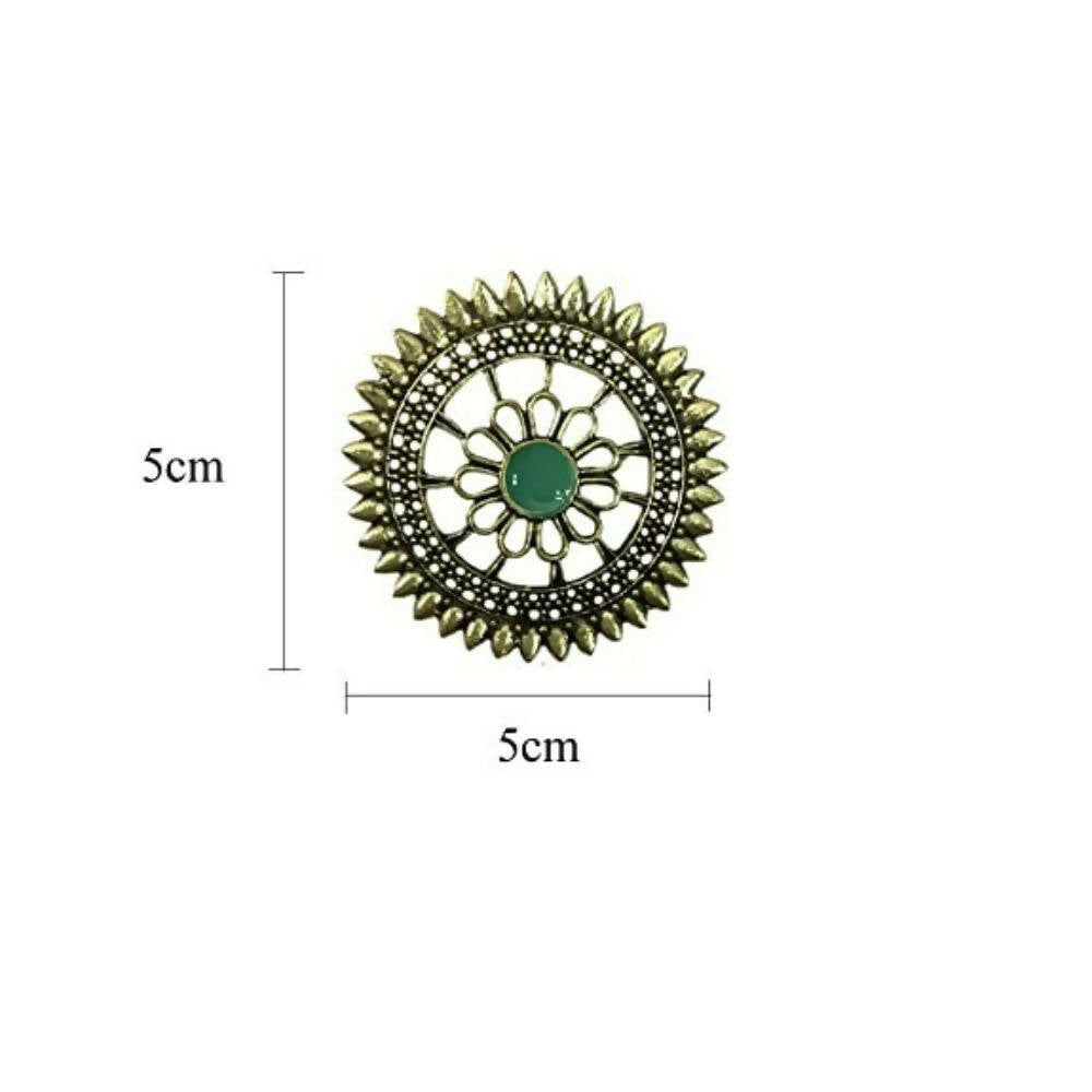 Tiaraa Green Golden Floral Antique Stud Fashion Earrings - Swadesiicart