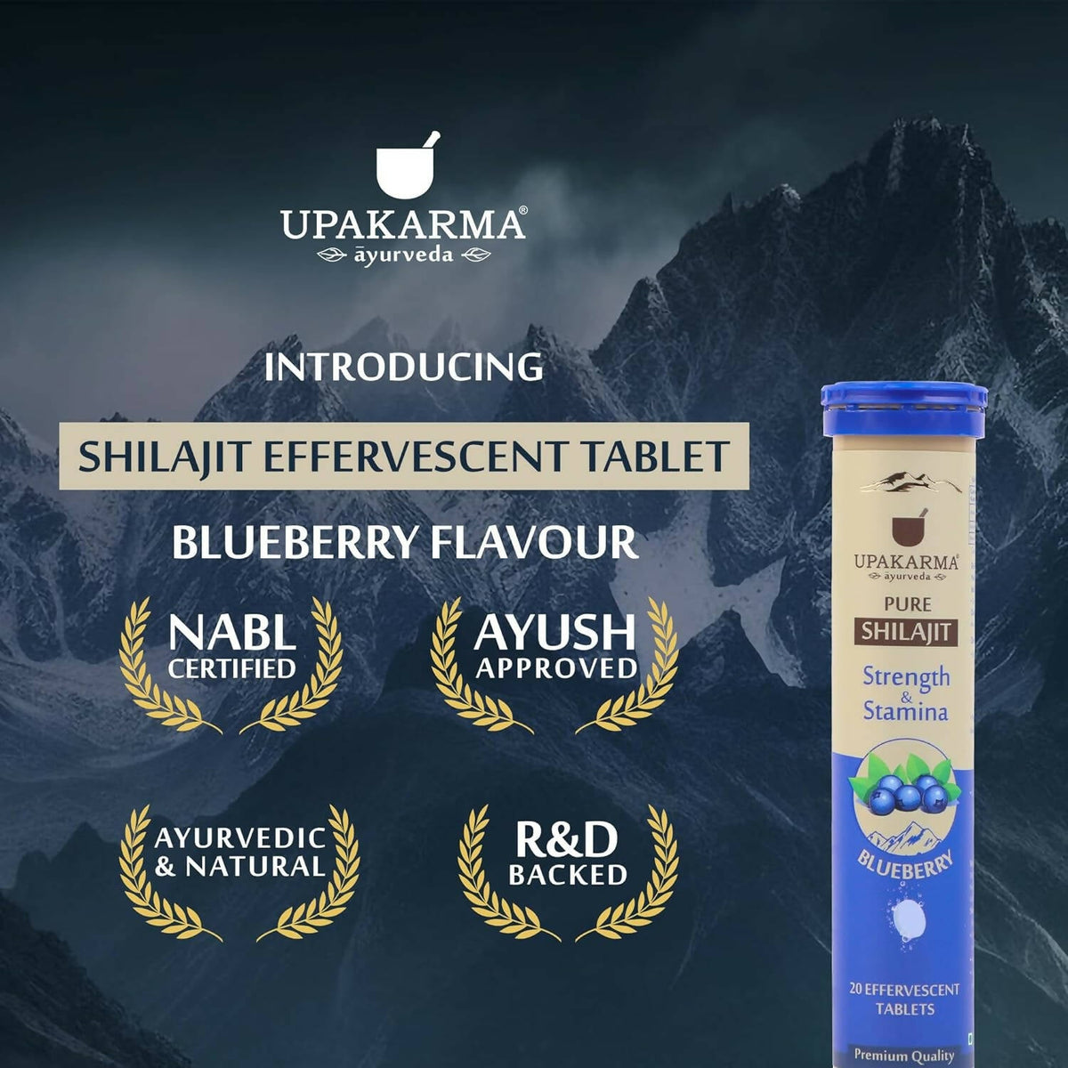 Upakarma Ayurveda Pure SJ Effervescent Tablets in 2 Unique Flavors (Orange & Blueberry) Combo | Grocsy